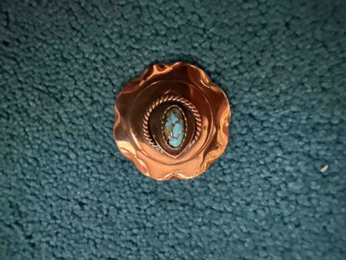 Southwestern-Style Turquoise and Copper Concho Brooch/Pin