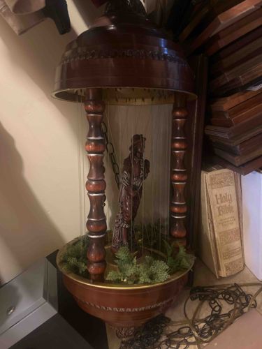 Vintage Oil Rain Lamp with Female Figurine
