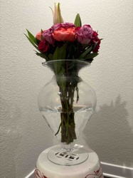 Modern Clear Glass Flared Vase with Inverted Pedestal