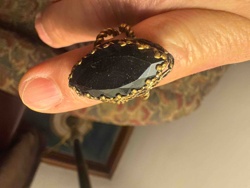 Vintage-Style Faceted Black Stone Cocktail Ring