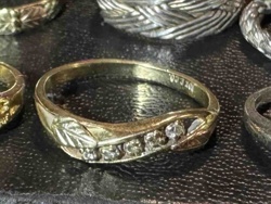 Vintage Gold and Diamond-Accent Multi-Tone Leaf Motif Ring