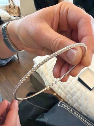 Diamond-Set White Gold or Platinum Bangle Bracelet