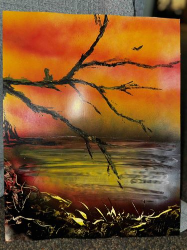 Spray Paint Sunset Landscape