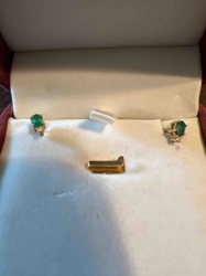 Emerald and Diamond Stud Earrings