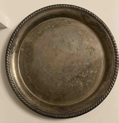 Ornate Silver-Plated Serving Tray with Rope Edge