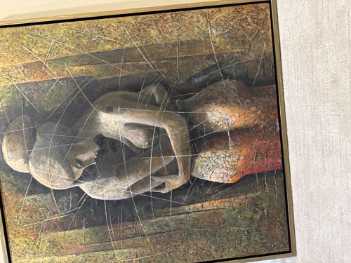 Mid-Century Modern Abstract Figuration Oil Painting