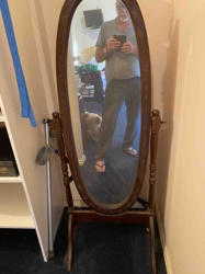 Oval Cheval Mirror with Carved Frame