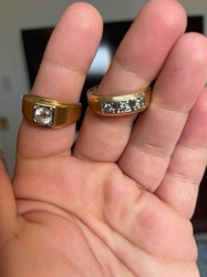 Pair of Men's Gold-Toned Rings with Gemstones