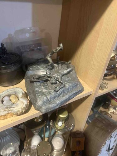 David and Goliath Sculpture (Cold Cast Bronze/Pewter)