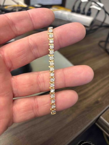 Two-Tone Double S-Link Tennis Bracelet with Diamonds