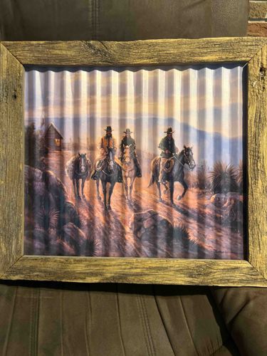 Framed Corrugated Metal Western Art Print