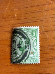 Great Britain Victoria Halfpenny Postage & Revenue Stamp (Green)
