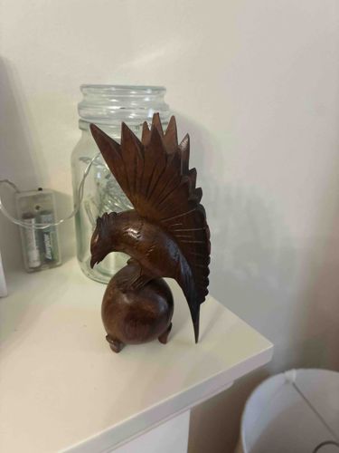 Carved Wooden Eagle on Sphere Sculpture
