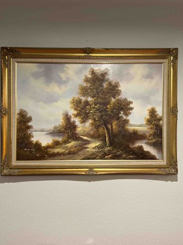 Framed Landscape Oil Painting