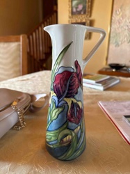 Art Nouveau Style Iris Decorated Ceramic Vase/Pitcher