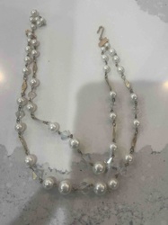 Two-Strand Faux Pearl and Crystal Bead Necklace
