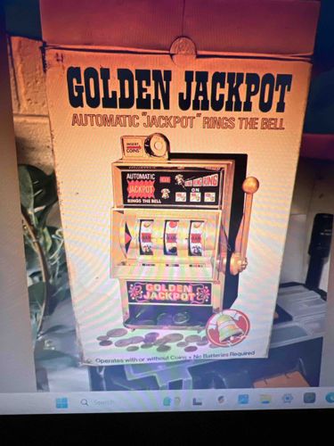 Vintage Golden Jackpot Automatic Slot Machine Bank