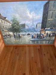 Parisian Street Scene with Eiffel Tower Painting