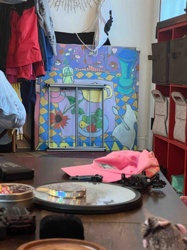 Foldable Pet Gate with Decorative Fabric Panel