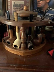 Wooden Rotary Pipe Stand with Assorted Smoking Pipes