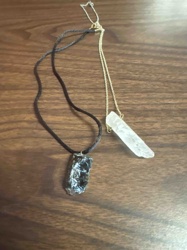 Two Natural Gemstone Pendants (Smoky Quartz and Clear Quartz)