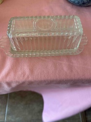 Vintage Pressed Glass Butter Dish with Lid