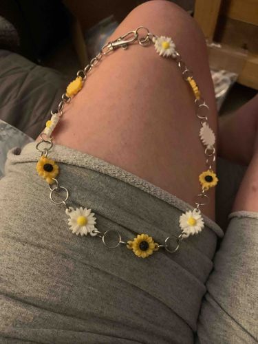 Handmade Floral Resin and Silver-Tone Link Necklace