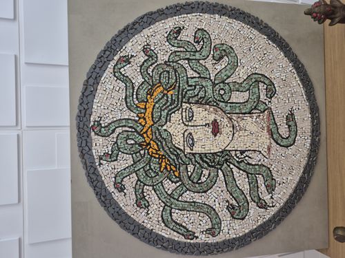Medusa Head Stone Mosaic Tondo