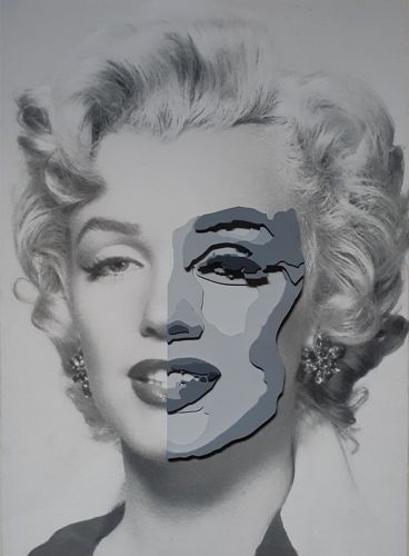 Mixed Media Collage Portrait of Marilyn Monroe