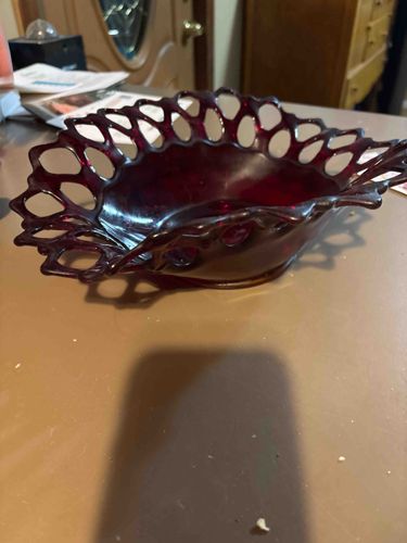 Ruby Red Glass Openwork Bowl