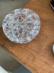 Clear Pressed Glass Geometric Design Dish or Bowl