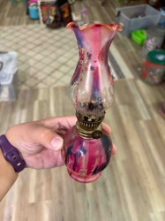 Miniature Art Glass Oil Lamp