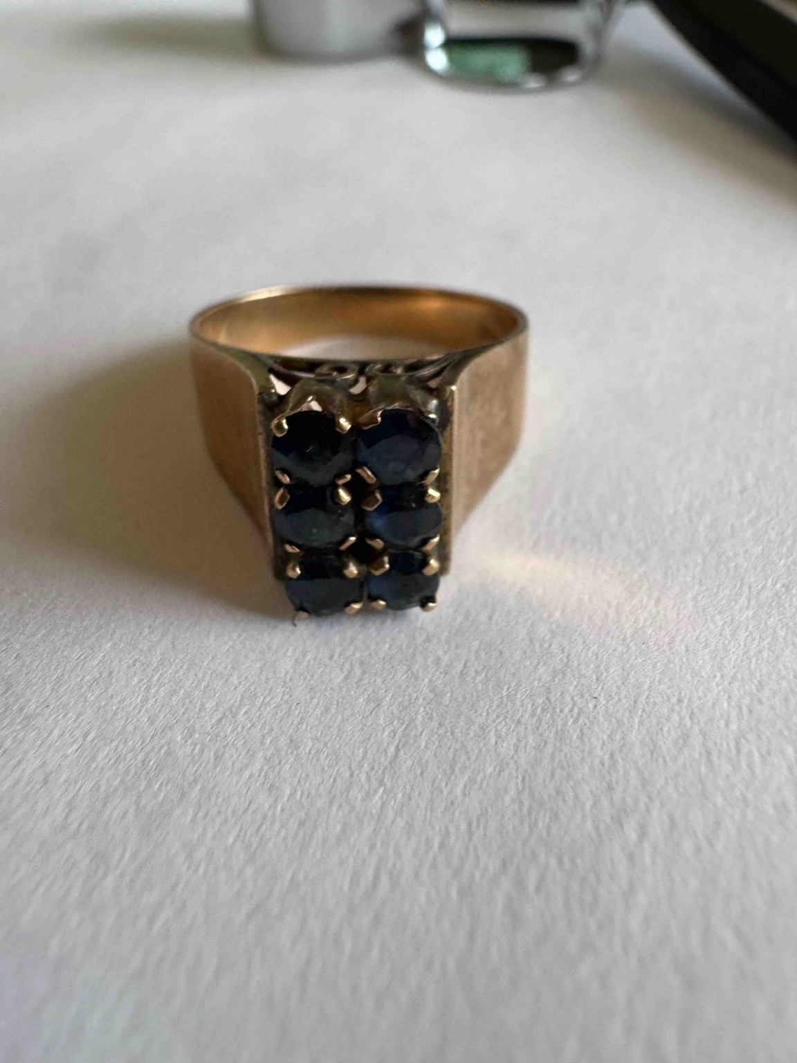 Men's Yellow Gold and Cluster Sapphire Ring