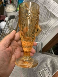 Carnival Glass Short-Stemmed Tumbler or Goblet