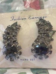 Vintage Hand-Set Fashion Rhinestone Clip-On Earrings