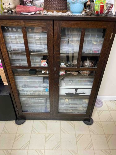 Arts and Crafts Style Double-Door Display Cabinet