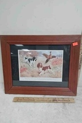 Autumn Hunt: English Springer Spaniels and Pheasant Framed Art Print