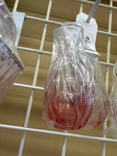 Pink Ombre Ribbed Glass Bud Vase