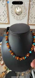 Amber and Turquoise Chip Necklace