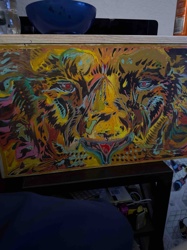 Psychedelic Lion Portrait Painting