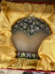 Frosted Glass Perfume Bottle with Enamel Floral Decoration