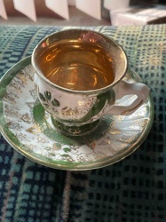 Japanese Gilded and Enameled Porcelain Teacup and Saucer
