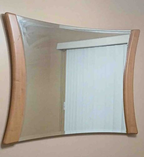 Modern Curved Wood Framed Wall Mirror