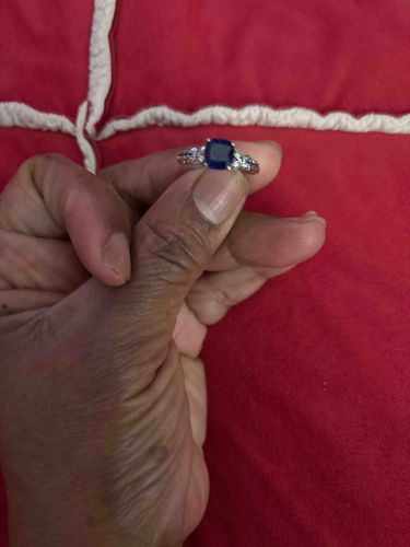 Cushion-Cut Sapphire and Diamond Accent Ring