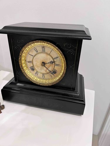 Antique Black Mantel Clock