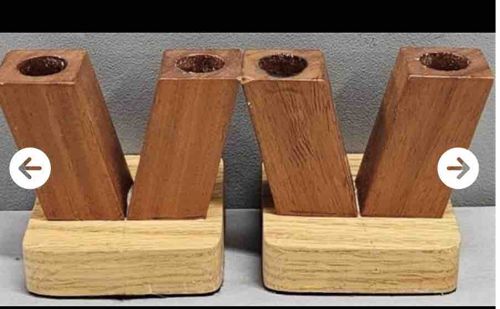 MCM Wood Candleholder Set