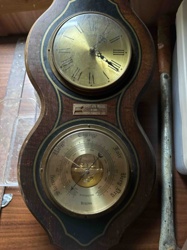 Vintage Bulova Wall Clock and Barometer Set