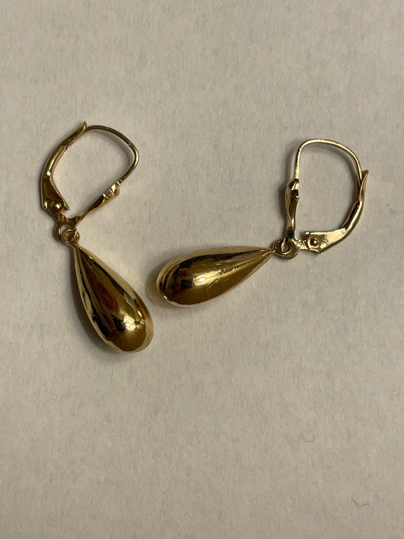 Submitted photo of Gold teardrop dangle earrings