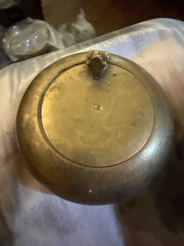Vintage Brass Circular Hinged Box / Ashtray
