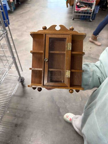 Miniature Wooden Curio Cabinet Display Case